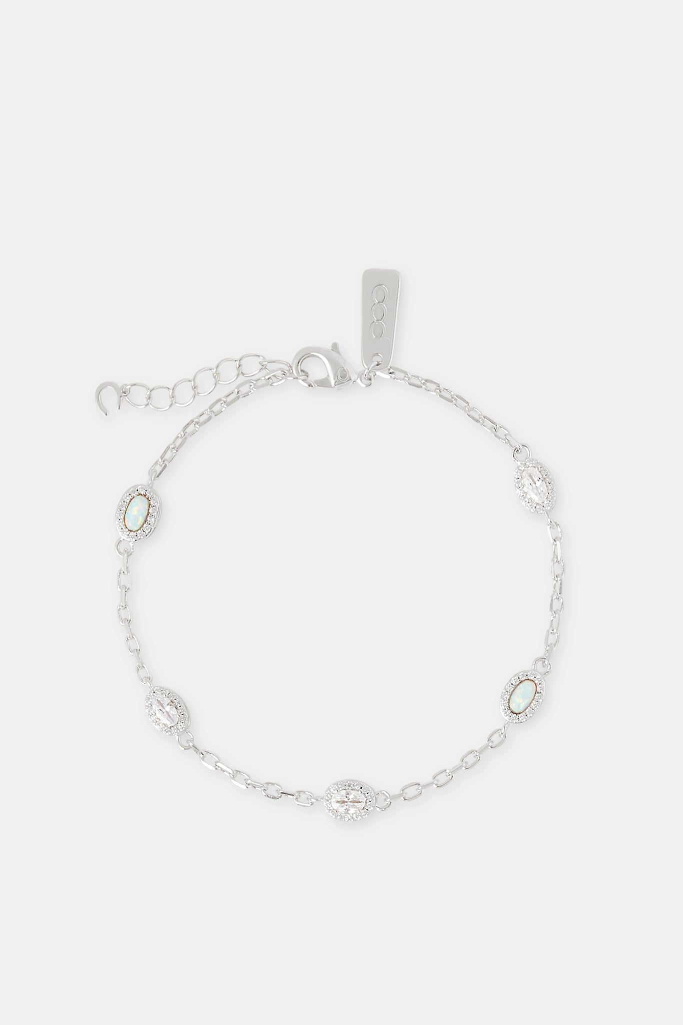 Rolo-Gliederarmband mit Opal und klarem Stein – 5 mm